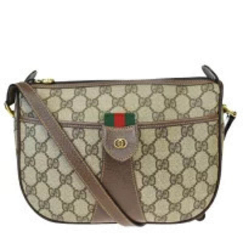 Gucci Sherry Shoulder Bag Interlocking GG Brown Green Red Leather